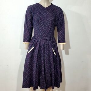 Elegant Purple Plaid Women's Dress